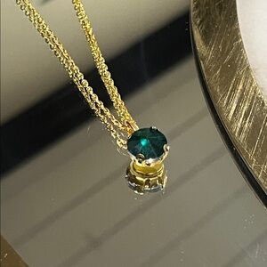 Elegant Emerald Green Faceted Glass Rhinestone Pendant
